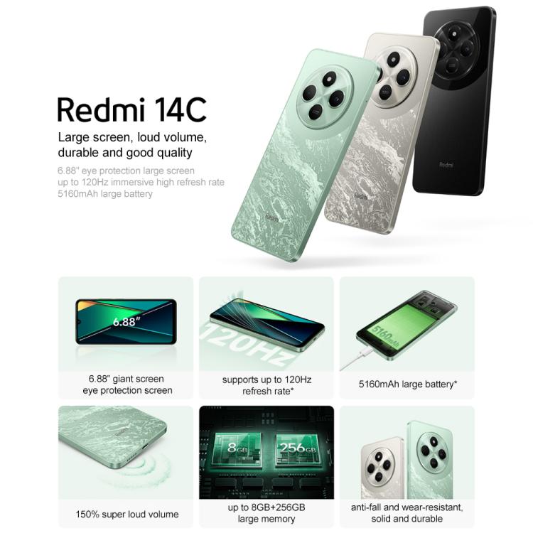 Xiaomi Redmi 14C, 4GB+64GB, 6.67 inch Xiaomi HyperOS MediaTek Helio G81-Ultra Octa Core, Network: 4G, 4GB+64GB Xiaomi Redmi 14C, 4GB+64GB, 6.67 inch Xiaomi HyperOS MediaTek Helio G81-Ultra Octa Core, Network: 4G, 4GB+64GB